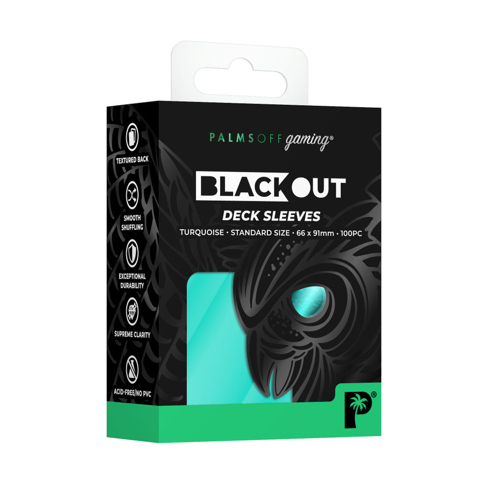 Palms Off Gaming Blackout Deck Sleeves 100pc Turquoise